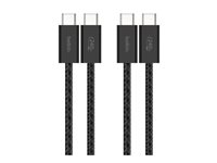 Belkin BoostCharge - USB-kabel - USB-C (hann) til USB-C (hann) - DC 48 V - 5 A - 1.5 m - USB Power Delivery (240 W), flettet kabel - svart (en pakke 2) BBD009HQ05BK2PK