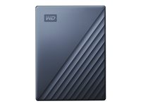 WD My Passport Ultra WDBC3C0020BBL - Harddisk - kryptert - 2 TB - ekstern (bærbar) - USB 3.0 (USB-C kontakt) - 256-bit AES - blå WDBC3C0020BBL-WESN