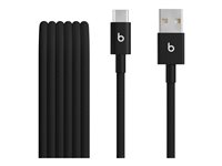 Beats - USB-kabel - USB (hann) til 24 pin USB-C (hann) - USB 2.0 - 1.5 m - flettet kabel, forsterket design, USB Fast Charge (15W) - svart bolt (en pakke 2) MDGH4ZM/A