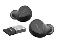 Jabra Evolve2 Buds MS - True wireless-hodetelefoner med mikrofon - i øret - Bluetooth - aktiv støydemping - USB-A via Bluetooth-adapter - lydisolerende - svart - Certified for Microsoft Teams 20797-999-999