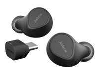 Jabra Evolve2 Buds MS - True wireless-hodetelefoner med mikrofon - i øret - Bluetooth - aktiv støydemping - USB-C via Bluetooth-adapter - lydisolerende - svart - Certified for Microsoft Teams 20797-999-899