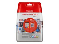 Canon CLI-571 XL C/M/Y/BK Photo Value Pack - 4-pack - 11 ml - svart, gul, cyan, magenta - original - blekkbeholder / papirsett - for PIXMA TS5051, TS5053, TS5055, TS6050, TS6051, TS6052, TS8051, TS8052, TS9050, TS9055 0332C005