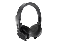 Logitech Zone Wireless Plus - Hodesett - on-ear - Bluetooth - trådløs - aktiv støydemping - lydisolerende - grafitt - Certified for Microsoft Teams 981-000919