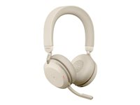 Jabra Evolve2 75 - Hodesett - on-ear - Bluetooth - trådløs - aktiv støydemping - USB-A - lydisolerende - beige - Certified for Microsoft Teams 27599-999-998