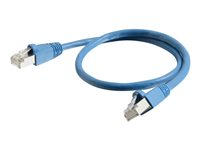 C2G Cat6a Booted Shielded (STP) Network Patch Cable - Koblingskabel - RJ-45 (hann) til RJ-45 (hann) - 0.5 m - STP - CAT 6a - formstøpt, uten hindringer, flertrådet - blå 89907