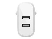 Belkin BoostCharge - Strømadapter - 24 watt - 2 utgangskontakter (USB) - hvit WCD001VF1MWH