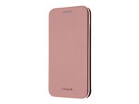 Insmat Exclusive Folio Case - Lommebok for mobiltelefon - papir, polyuretan, kartong, aluminiumsfolie, termoplast-polyuretan (TPU) - roserosa - for Apple iPhone 15 650-3200