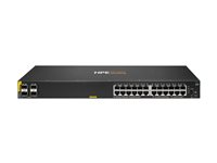 HPE Aruba Networking CX 6000 24p 10M/100M/1G Class4 PoE 4p SFP 1G 370W Switch - Switch - Styrt - 24 x 10/100/1000 (PoE+) + 4 x Gigabit SFP (opplink) - side til side-luftflyt - rackmonterbar, veggmonterbar - PoE+ (370 W) - BTO R8N87B#ABB