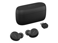 Jabra Evolve2 Buds UC - True wireless-hodetelefoner med mikrofon - i øret - Bluetooth - aktiv støydemping - USB-C via Bluetooth-adapter - lydisolerende - svart - Zoom Certified, Optimert for Google Meet 20797-989-899