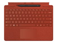 Microsoft Surface Pro Signature Keyboard - Tastatur - med styreplate, akselerometer, lagrings- og ladebakke for Surface Slim Pen 2 - QWERTY - Nordisk (dansk/finsk/norsk/svensk) - valmuerød - kommersiell - for Surface Pro 8, Pro X 8XB-00029