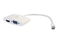 C2G 20cm Mini DisplayPort to HDMI or VGA Adapter Converter 4K UHD - White - Video adapter - Mini DisplayPort hann til HDMI, 15 pin D-Sub (DB-15) hunn - 20.3 cm - skjermet - hvit - 4K-støtte 80936