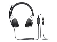 Logitech Zone Wired MSFT Teams - Hodesett - on-ear - kablet - USB-C - grafitt - Certified for Microsoft Teams 981-000870