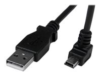 StarTech.com Down Angle Mini USB Cable - 2m - Black - USB A to Mini USB B - USB to Mini USB Cable - Mini USB Charger - USB A to Mini B (USBAMB2MD) - USB-kabel - USB (hann) til mini-USB type B (hann) - USB 2.0 - 2 m - formstøpt, 90° kontakt - svart USBAMB2MD