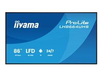 iiyama ProLite LH8664UHS-B3AG - 86" Diagonalklasse (85.6" synlig) LED-bakgrunnsbelyst LCD-skjerm - intelligent skilting - med innebygd SoC-mediespiller - Android - 4K UHD (2160p) 3840 x 2160 - svart (kantstykke), matt finish LH8664UHS-B3AG