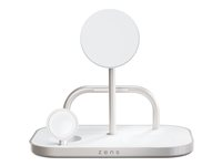ZENS 4-in-1 Magnetic + Watch Wireless Charger - Trådløst ladestativ + AC-strømadapter - 65 watt - Fast Charge - hvit/sølv ZEDC29W/00