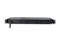 APC Basic Rack PDU - Strømfordelingslist (kan monteres i rack) - AC 208 V - 3-faset - inngang: Hubbell CS8365C - utgangskontakter: 6 (IEC 60320 C19) - 1U - 2.4 m kabel - for P/N: SMTL1000RMI2UC, SMX1000C, SMX1500RM2UC, SMX1500RM2UCNC, SMX750C, SMX750CNC AP7516