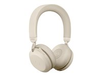 Jabra Evolve2 75 - Hodesett - on-ear - Bluetooth - trådløs - aktiv støydemping - USB-A - lydisolerende - beige - Optimert for UC 27599-989-998