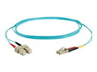C2G LC-SC 10Gb 50/125 OM3 Duplex Multimode PVC Fiber Optic Cable (LSZH) - Nettverkskabel - SC flermodus (hann) til LC multimodus (hann) - 3 m - 3 m - fiberoptisk - dupleks - 50 / 125 mikroner - OM3 - halogenfri - akvamarin 85533