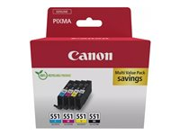 Canon CLI-551 BK/C/M/Y Multipack - 4-pack - 7 ml - svart, gul, cyan, magenta - original - boks - blekkbeholder - for MAXIFY MG6650; PIXMA iP8750, iX6850, MG5550, MG5650, MG6650, MG7550, MX725; PIXUS MG7550 6509B015