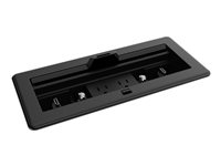 Crestron FlipTop FT2 Series - Tavleinnbygningens monteringsboks (horisontal) - 1200 størrelse, mekanisk, gjennomgangslokk - bordtopp, overflatemonterbar - svart FT2-1200-MECH-PTL-B