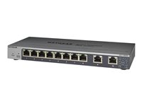 NETGEAR Plus GS110EMX - Switch - smart - 8 x 1000Base-T + 2 x 100/1000/2,5 G/5 G/10 G (opplink) - stasjonær, rackmonterbar, veggmonterbar - DC-strøm GS110EMX-100PES