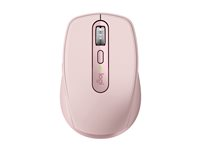 Logitech MX Anywhere 3 - Mus - laser - 6 knapper - trådløs - Bluetooth, 2.4 GHz - USB trådløs mottaker - rosa 910-005990