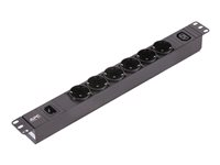 APC Easy Basic Rack PDU EPDU1010B-SCH - Strømfordelerenhet (kan monteres i rack) - AC 200-240 V - enkeltfase - inngang: IEC 60320 C14 10A - utgangskontakter: 7 (IEC C14, 6 x CEE 7/4) - 1U - 19" - 2.5 m kabel EPDU1010B-SCH