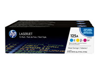 HP 125A - 3-pack - gul, cyan, magenta - original - LaserJet - tonerpatron (CE259AM) - for Color LaserJet CM1312 MFP, CM1312nfi MFP, CP1215, CP1515n, CP1518ni CF373AM