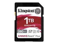 Kingston Canvas React Plus - Flashminnekort - 1 TB - Video Class V60 / UHS-II U3 / Class10 - SDXC UHS-II SDR2V6/1TB