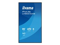 iiyama ProLite LH8664UHS-B3AG - 86" Diagonalklasse (85.6" synlig) LED-bakgrunnsbelyst LCD-skjerm - intelligent skilting - med innebygd SoC-mediespiller - Android - 4K UHD (2160p) 3840 x 2160 - svart (kantstykke), matt finish LH8664UHS-B3AG