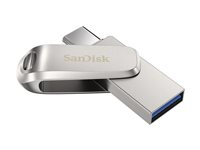 SanDisk Ultra Dual Drive Luxe - USB-flashstasjon - 256 GB - USB 3.1 Gen 1 / USB-C - sølv SDDDC4-256G-G46