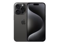 Apple iPhone 15 Pro - 5G smartphone - dobbelt-SIM / Internminne 128 GB - OLED-display - 6.1" - 2556 x 1179 piksler (120 Hz) - 3x bakkamera 48 MP, 12 MP, 12 MP - front camera 12 MP - svart titan MTUV3QN/A