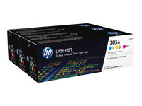 HP 305A - 3-pack - gul, cyan, magenta - original - LaserJet - tonerpatron (CF370AM) - for LaserJet Pro 300 M351, 400 M451, MFP M375, MFP M475 CF370AM