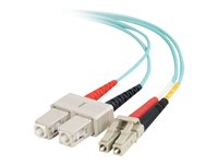 C2G LC-SC 10Gb 50/125 OM3 Duplex Multimode PVC Fiber Optic Cable (LSZH) - Nettverkskabel - SC flermodus (hann) til LC multimodus (hann) - 7 m - fiberoptisk - dupleks - 50 / 125 mikroner - OM3 - halogenfri - akvamarin 85535