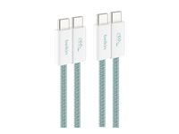Belkin BoostCharge - USB-kabel - USB-C (hann) til USB-C (hann) - 1.5 m - USB Power Delivery (60W), flettet kabel - grønn (en pakke 2) BBD008HQ05GR2PK